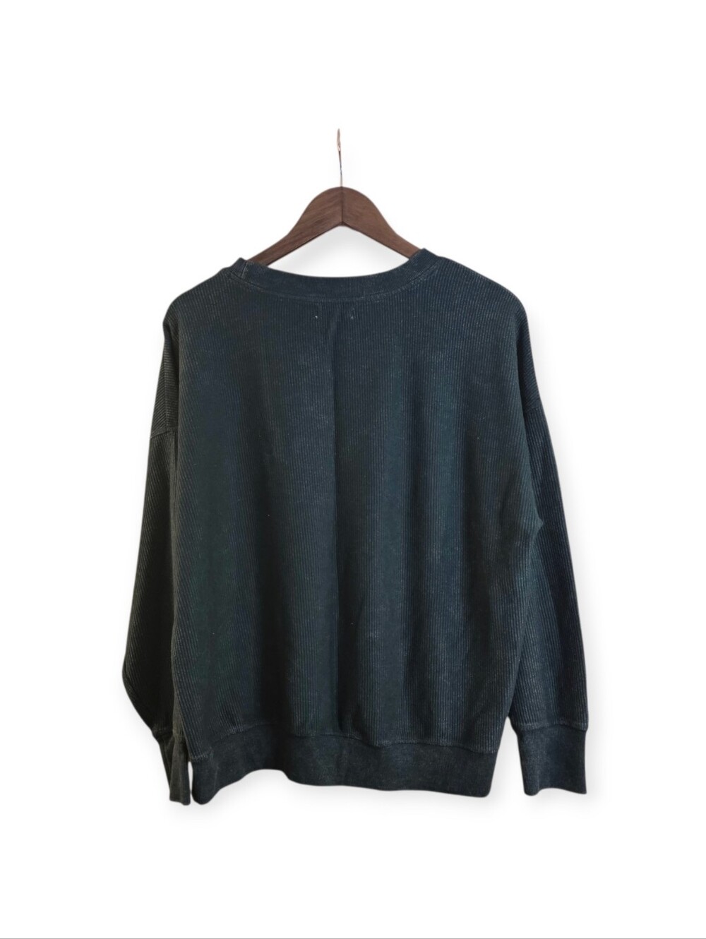 Maurices Oversized Resting Grinch Face Dark Green Thermal Christmas Sweatshirt M - Picture 4 of 5